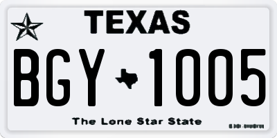 TX license plate BGY1005