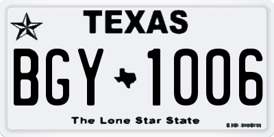 TX license plate BGY1006