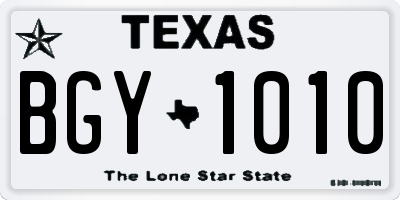 TX license plate BGY1010
