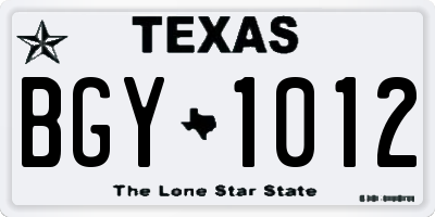 TX license plate BGY1012