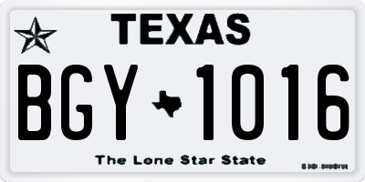 TX license plate BGY1016
