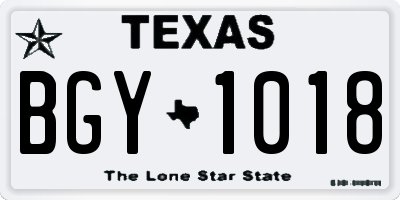 TX license plate BGY1018