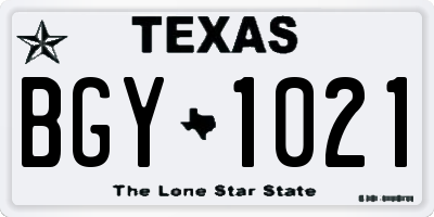 TX license plate BGY1021