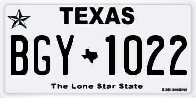 TX license plate BGY1022