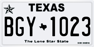 TX license plate BGY1023