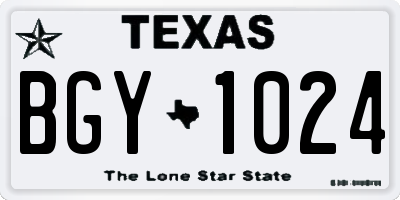 TX license plate BGY1024