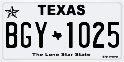 TX license plate BGY1025