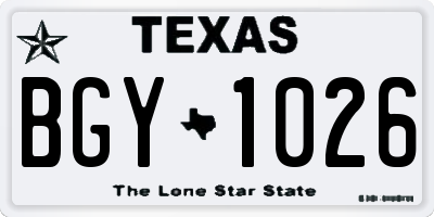 TX license plate BGY1026