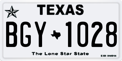 TX license plate BGY1028