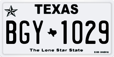 TX license plate BGY1029
