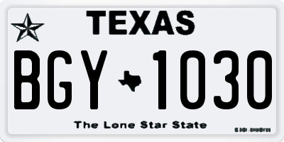 TX license plate BGY1030