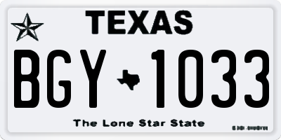 TX license plate BGY1033