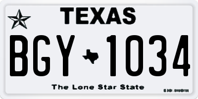 TX license plate BGY1034