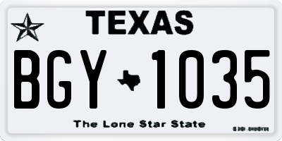 TX license plate BGY1035