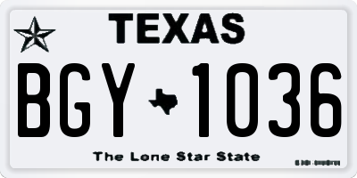 TX license plate BGY1036