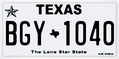 TX license plate BGY1040