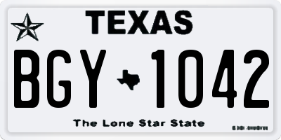 TX license plate BGY1042