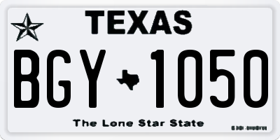 TX license plate BGY1050