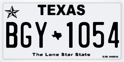 TX license plate BGY1054
