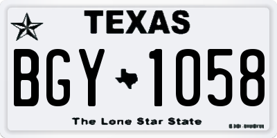 TX license plate BGY1058