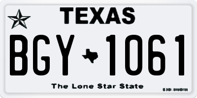 TX license plate BGY1061