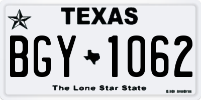 TX license plate BGY1062
