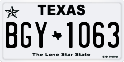 TX license plate BGY1063
