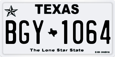 TX license plate BGY1064