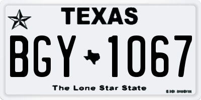 TX license plate BGY1067