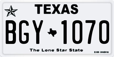 TX license plate BGY1070