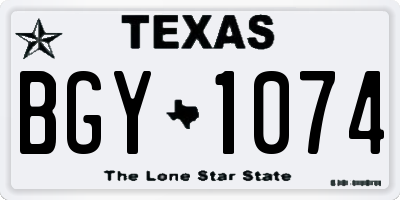 TX license plate BGY1074