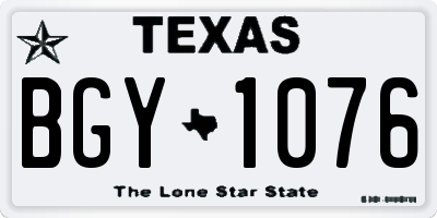TX license plate BGY1076
