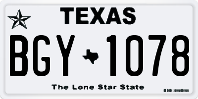 TX license plate BGY1078