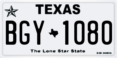 TX license plate BGY1080