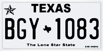 TX license plate BGY1083