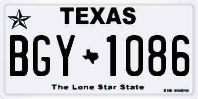 TX license plate BGY1086