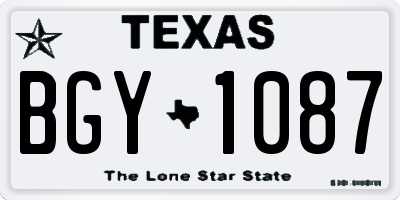TX license plate BGY1087