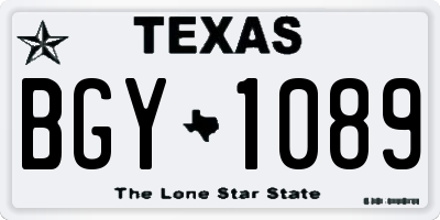 TX license plate BGY1089