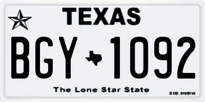 TX license plate BGY1092