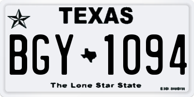 TX license plate BGY1094