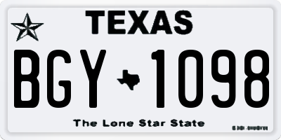TX license plate BGY1098