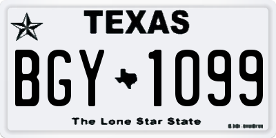 TX license plate BGY1099
