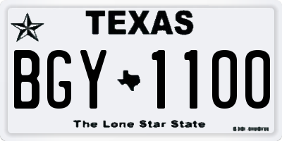 TX license plate BGY1100