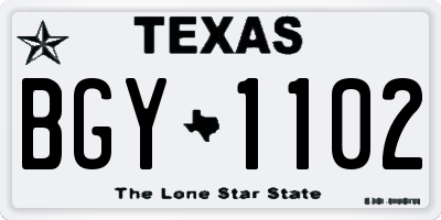 TX license plate BGY1102