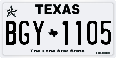 TX license plate BGY1105