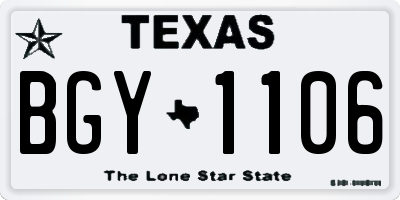 TX license plate BGY1106