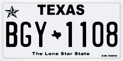 TX license plate BGY1108