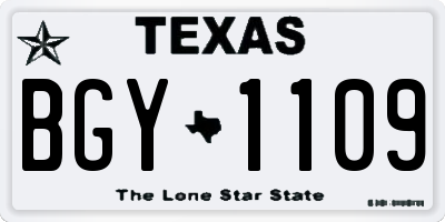 TX license plate BGY1109