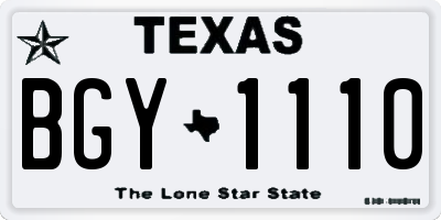 TX license plate BGY1110