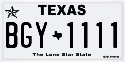 TX license plate BGY1111